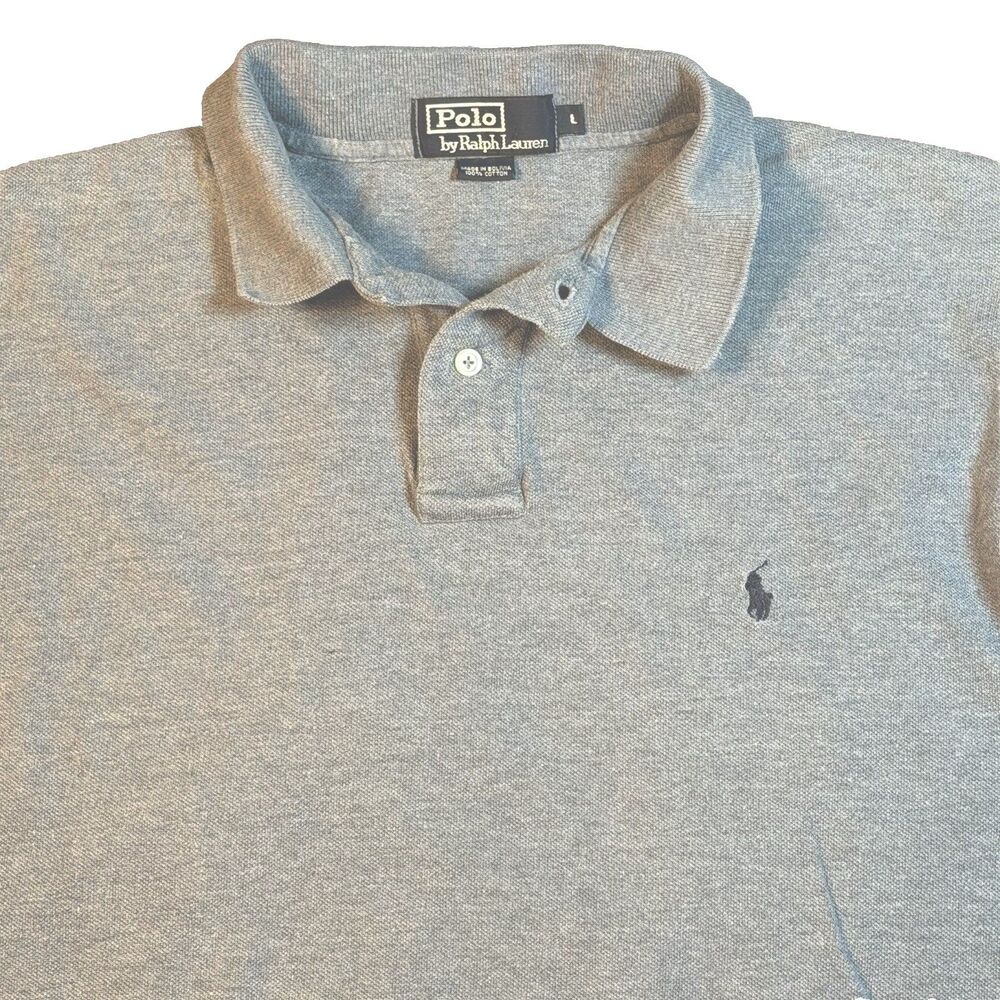 VTG Polo Ralph Lauren‎ Polo Shirt Heather BLUE Preppy Old Money 90s Men's L